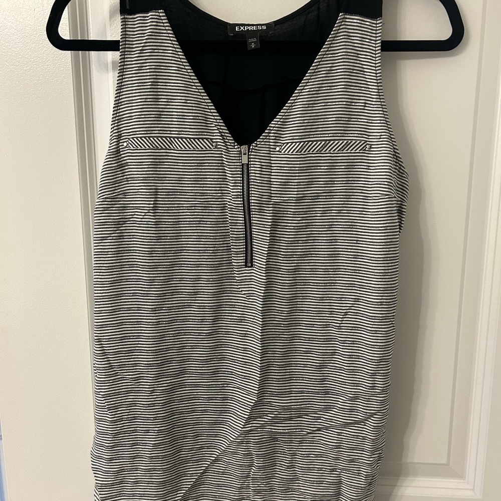 Express Black and White Striped Women's Tank Top Size Medium M
